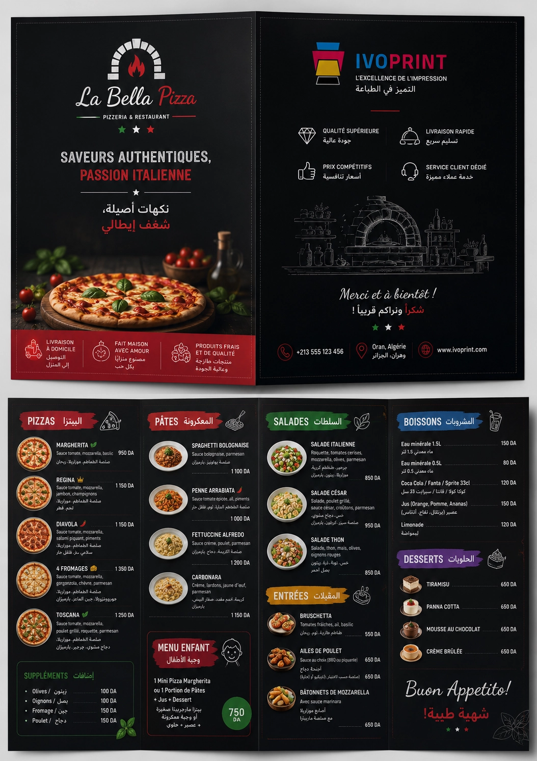 menu pizzeria restaurant