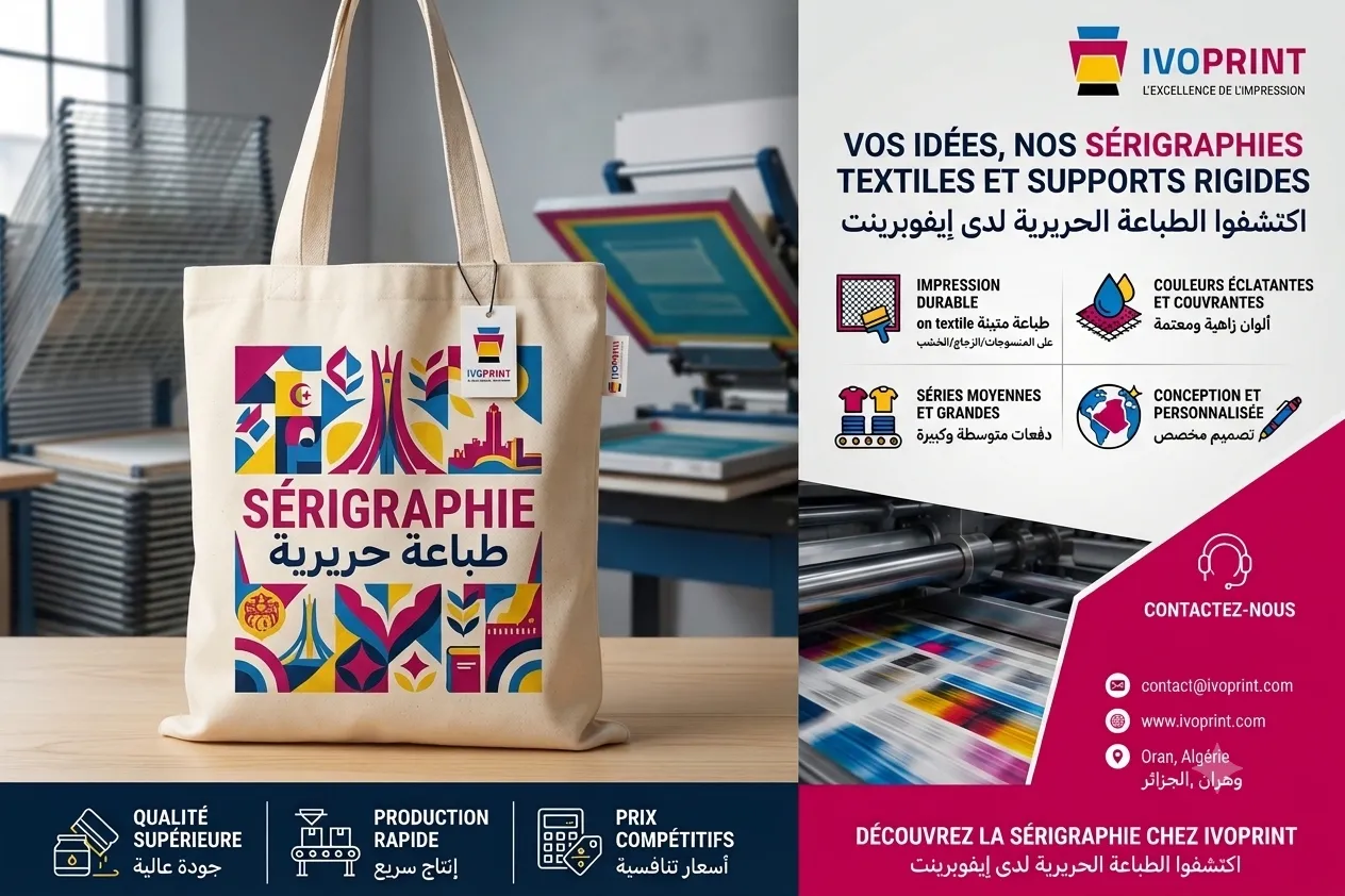 En ligne Impression Sérigraphie - Impression sur textile Algérie - Livraison rapide Bab Ezzouar, Hydra, Alger Centre ville, Dely Ibrahim, Cheraga, El Biar